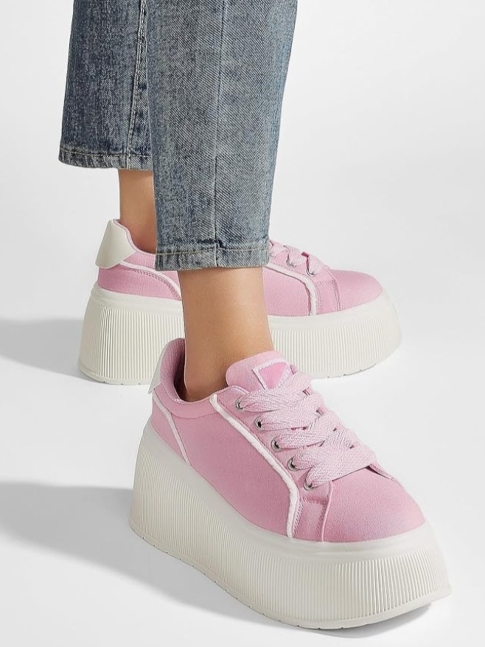 Lucky Step Pink Platform Lace-Up Sneakers for Women Like New - Picture 9 of 12